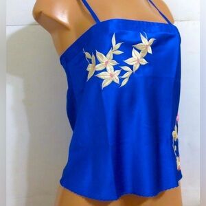 Natori Royal Blue Satin Top